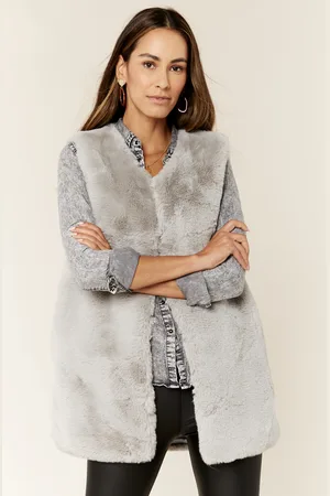Gini London Womens No Cut Faux Fur Sleeveless Gilet - - Size Small/Medium