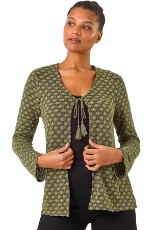Roman Womens Metallic Knit Tie Front Cardigan - - Size 10 UK
