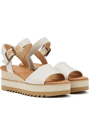 TOMS Diana Canvas Wedge Natural WoMens Sandals - Size UK 8