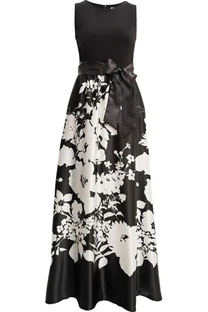 Gina Bacconi Womens Jaimarie Floral Satin And Jersey Dress - - Size 8 UK
