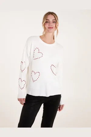 Blue Vanilla Womens Rhinestone Heart Jumper - - Size Medium/Large