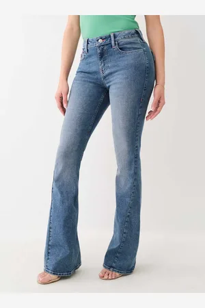 True Religion Womens Joey Single Needle Mid Rise Flap Flare in Medium Sunkissed Wash - - Size 27 (Waist)