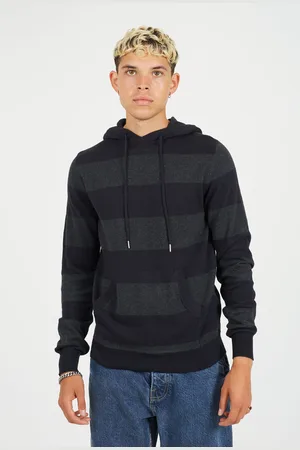 Brave Soul Mens Cotton Striped Knit Hoody - Size Medium