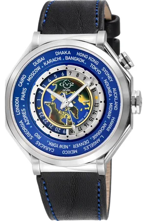 GV2 by Gevril Mens Marchese Blue Dial, Genuine Italian Leather Watch Stainless Steel - One Size