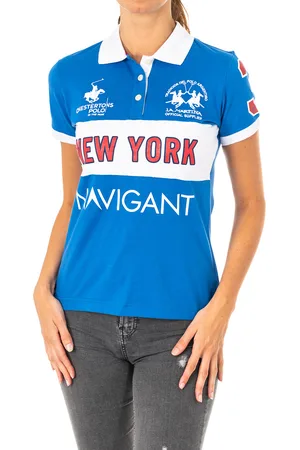 La Martina Womens short-sleeved polo shirt with lapel collar 2WPG84 - Cotton - Size Medium