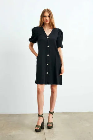 Gusto Womens V Neck Balloon Sleeve Dress in - Size Small
