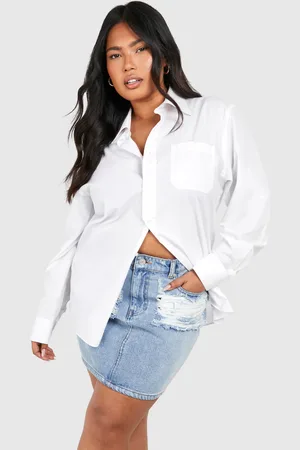 Boohoo Womens Plus Distressed Denim Mini Skirt - Cotton - Size 28 UK