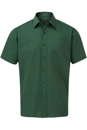 Premier Mens Short Sleeve Poplin Shirt (Bottle ) - Size 18.5 inch