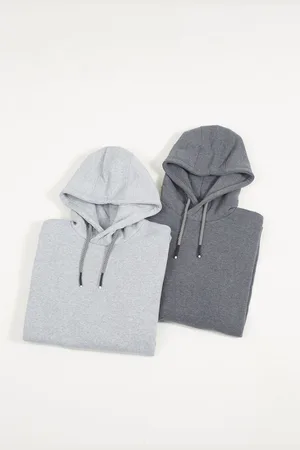 Brave Soul Mens Charcoal 2 Pack Overhead Hoodies - - Size Large