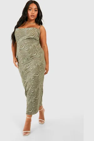 Boohoo Womens Plus Animal Devore Cowl Neck Maxi Dress - - Size 26 UK