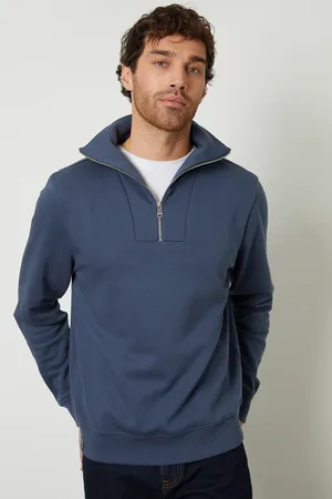 Threadbare Mens Quarter Zip Funnel Neck Sweatshirt - Size Medium