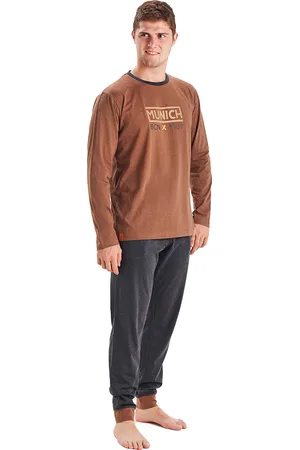Munich Mens Winter pajamas long sleeve round neck MU1 men - - Size Small
