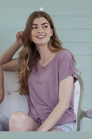 Pretty Polly Womens Casual Comfort T-Shirt - Sugar Plum - - Size Large