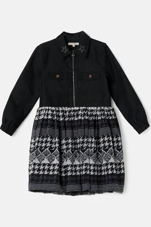 Angel & Rocket Girls Lila Denim Jacket Check Skirt Dress - - Size 11Y