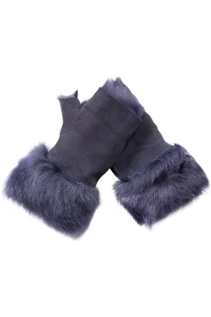 Infinity Womens Shearling Mittens Fingerless Cuffs Toscana Suede Sheepskin Fur - - One Size