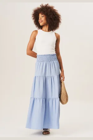 Gini London Womens Smocked Tiered Maxi Skirt - - Size 10 UK