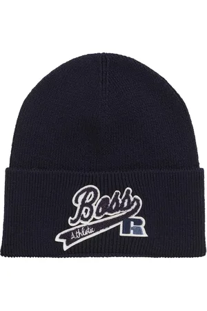 HUGO BOSS Mens Accessories Floley Beanie Hat in Navy - Wool - One Size