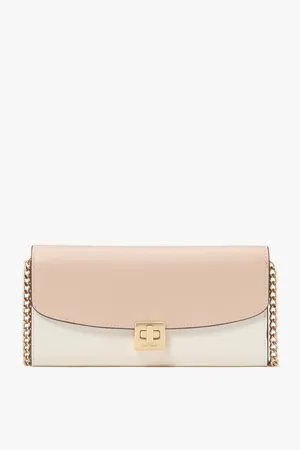 Kate Spade Womens Phoebe Colorblock Refined Grain Leather Turnlock Wallet On A Chain - - One Size
