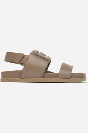 Fendi Kids Unisex Leather FF Logo Sandals in - Size UK 2