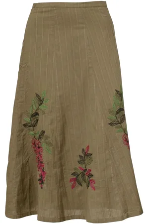 Laura Ashley Womens Floral Midi Embroidered Skirt - Cotton - Size 10 UK