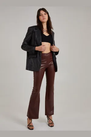 Pink Vanilla Womens Flare Leather Look Trousers - - Size 10 UK