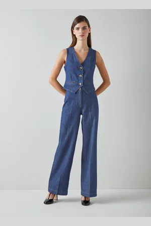 LK Bennett Womens Ami Petite Trousers, Indigo - - Size 14 UK