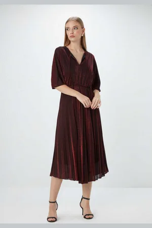 Gusto Womens Pleated Maxi Dress in Wool - Size X-Large