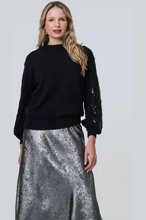 Izabel London Womens Sequin Embellished Relaxed Jumper - Size Small