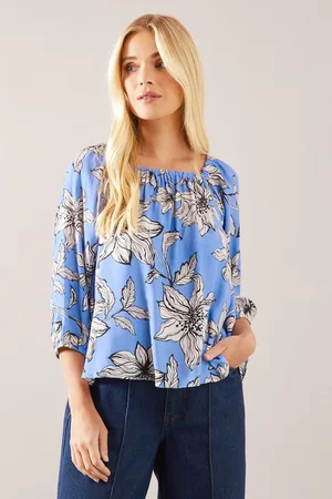 wallis Womens Petite Floral Square Neck Top viscose - Size 16 UK