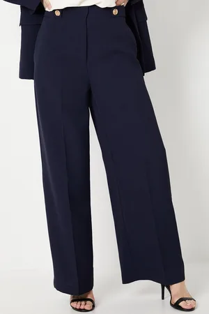 wallis Womens Button Tab Detail Wide Leg Trouser - - Size 14 UK