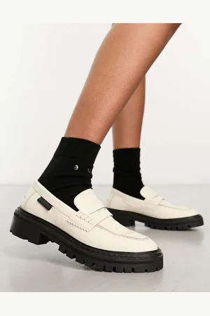 WALK LONDON Womens Marina saddle loafers in leather - Size UK 9