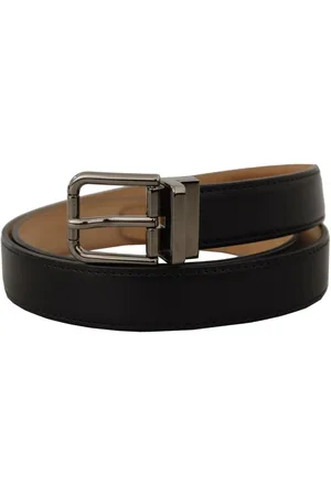 Dolce & Gabbana Mens Calf Leather Logo Engraved Metal Buckle Belt - Size 90 cm