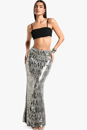 Boohoo Womens Multi Sequin Maxi Skirt - - Size 10 UK