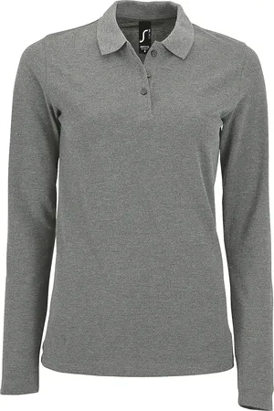 Sols Womens/Ladies Perfect Long Sleeve Pique Polo Shirt ( Marl) - Size X-Large