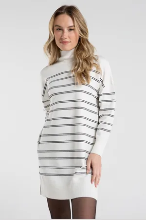 French Connection Womens Striped Rib Neck Jumper Dress - Size Medium