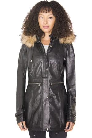 Infinity Womens Hooded Parka Jacket-Putian - Nappa Leather - Size 12 UK