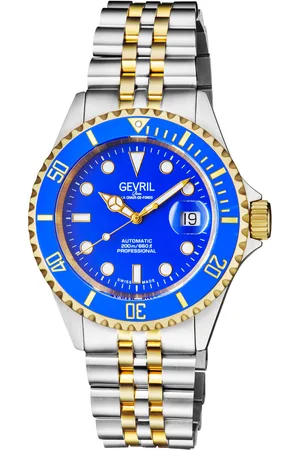 Gevril Mens Wall Street 4856B Swiss Automatic Sellita SW220 Two-Tone Stainless Steel Luminous Date Watch - - One Size