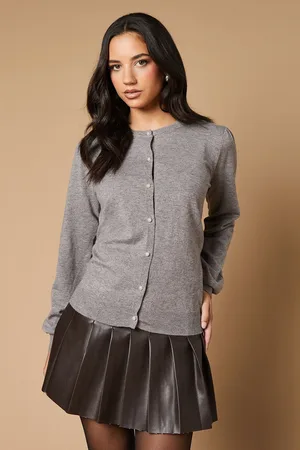 Oasis Womens Pearl Button Through Puff Sleeve Cardigan - - Size Small