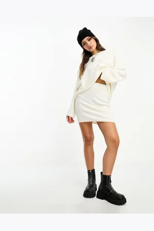 ONLY Womens fluffy mini skirt co-ord in -White - Size 3XL