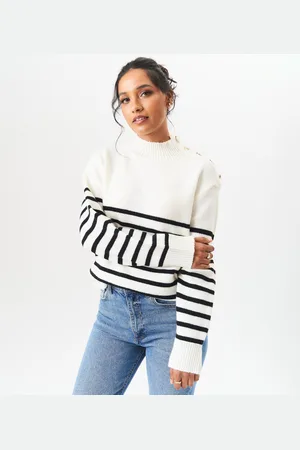 Gini London Womens High Neck Stripe Oversized Jumper - - Size L/XL