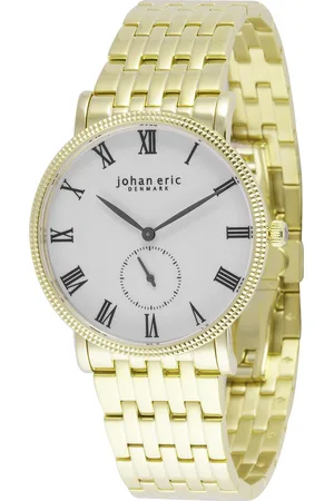 Johan Eric Holstebro Mens Watch, Yellow Case, White Dial, Bracelet Stainless Steel - One Size