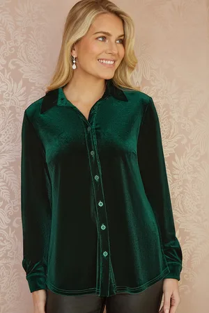 Yumi Womens Velvet Relaxed Fit Shirt - Size 16 UK