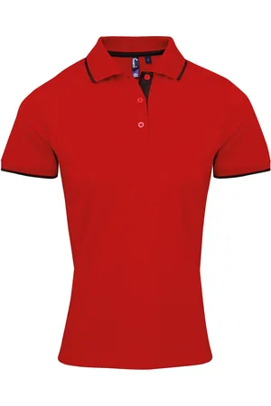 Premier Womens/Ladies Contrast Coolchecker Polo Shirt ( /Black) - Size Medium