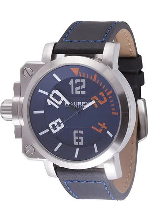 Haurex Mens Gun Blue Watch - Leather - One Size