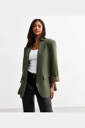 Gini London Womens Contrast Animal Edge to Blazer - - Size Medium/Large