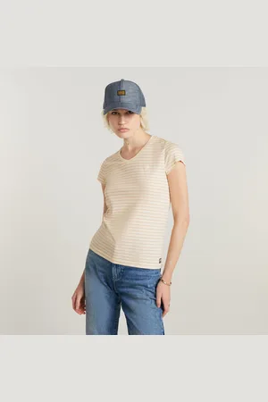 G-Star Womens G-Star RAW Stripe Eyben Slim V-Neck Top 2.0 - Cotton - Size 2XS
