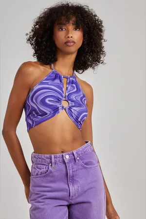 Pink Vanilla Womens Swirl Print Halterneck Top - - Size Large