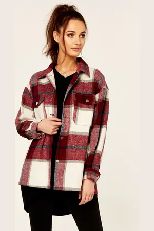 Gini London Womens Check Oversized Pocket Detail Shacket - - Size Medium/Large