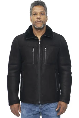 Infinity Mens Sheepskin Biker Bomber Jacket-Agboville - - Size X-Small