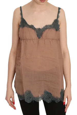 PINK MEMORIES WoMens Lace Spaghetti Strap Tank Top Blouse Linen - Size IT 42 (Women